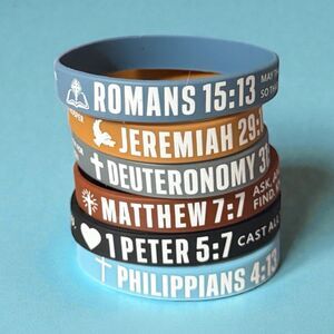 Bible Verse Bracelets - Stackable Wristbands - Set Of 6 - Stocking Stuffer